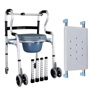 雅德 老人可折叠铝合金座厕椅残疾人坐便器 YC8303D带轮/带坐便/带洗澡坐板助行器