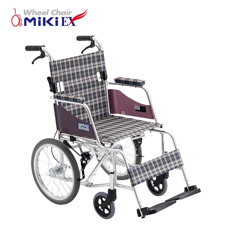 日本miki手动轮椅MOCC-43JL免充气轮老人轻便可折叠铝合金轮椅手推车代步车