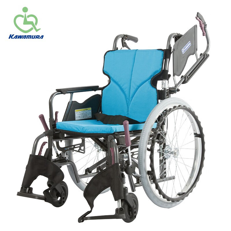 河村 日本轮椅老人手动轮椅轻便可折叠户外便携 老年助行代步车软座免充气 介护小轮 KMD-B45