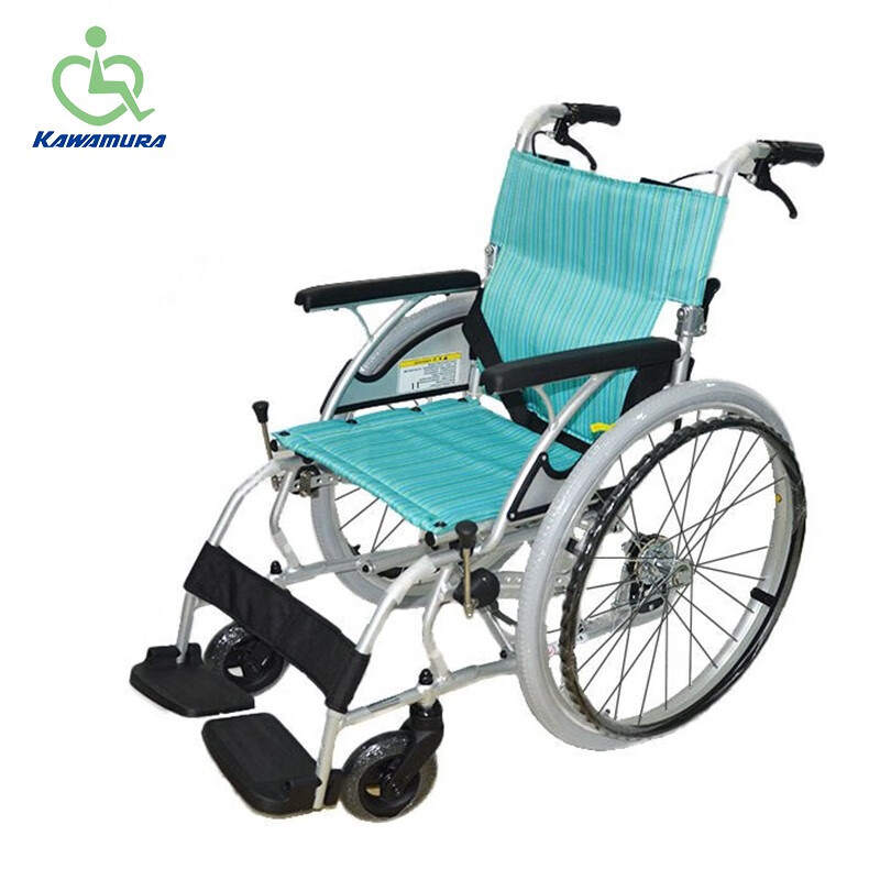 【日本品牌】河村轮椅老人便携轻便可上飞机 可折叠手动轮椅旅游家用 小巧护理轮椅 户外铝合金旅行代步 CHL22-40B大轮轻便款条形绿