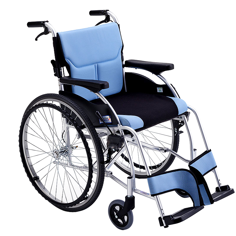 日本MiKiEX手动MCS-47KJL大轮椅折叠轻便老年残疾人手推车老人轻便携旅行代步车 浅蓝色