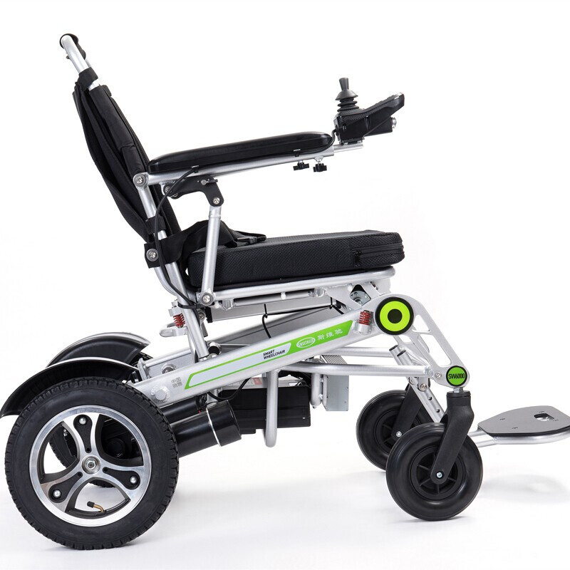 德国斯维驰智能电动轮椅铝合金轻便折叠轮椅便携老人残疾人 MBW-412智能电动轮椅  珠光银+手机智能操控