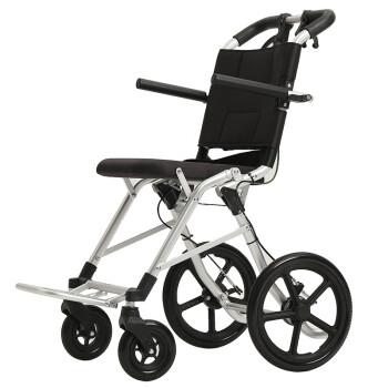 斯维驰手动轮椅折叠轻便车便携可上飞机代步手推车 JY-01黑色12英寸