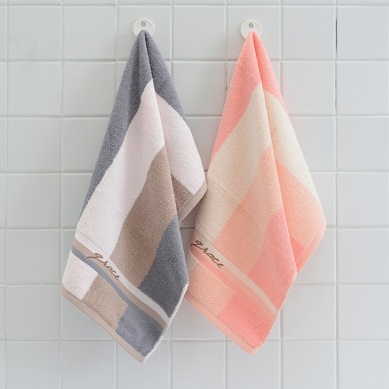 洁丽雅（Grace）纯棉毛巾2条装长绒棉加厚洗脸大毛巾 红色+棕色 72*34cm 110g/条	7200-1A