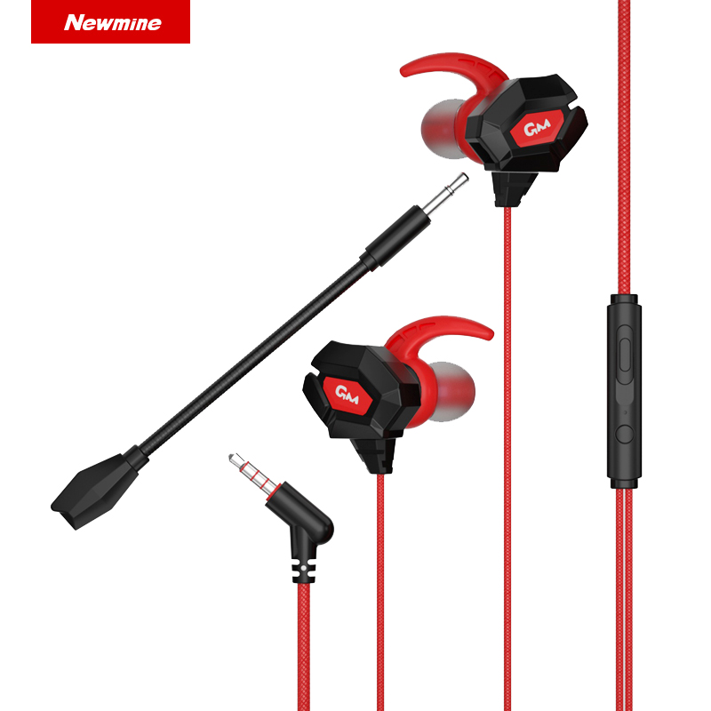 纽曼 XL01有线耳机入耳式降噪隔音线控带麦电竞游戏吃鸡电脑手机耳机安卓通用 黑红色