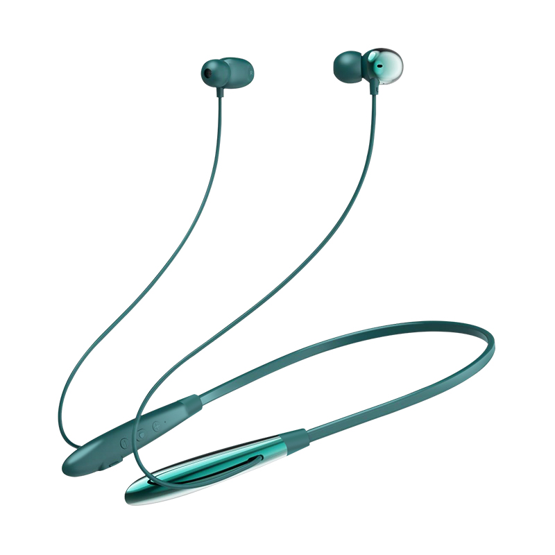 纽曼C36 颈挂式无线蓝牙耳机挂脖式跑步运动入耳式降噪耳塞超长续航适用于华为安卓苹果手机 绿色