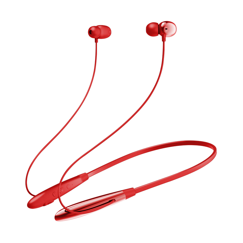 纽曼C36 颈挂式无线蓝牙耳机挂脖式跑步运动入耳式降噪耳塞超长续航适用于华为安卓苹果手机红色