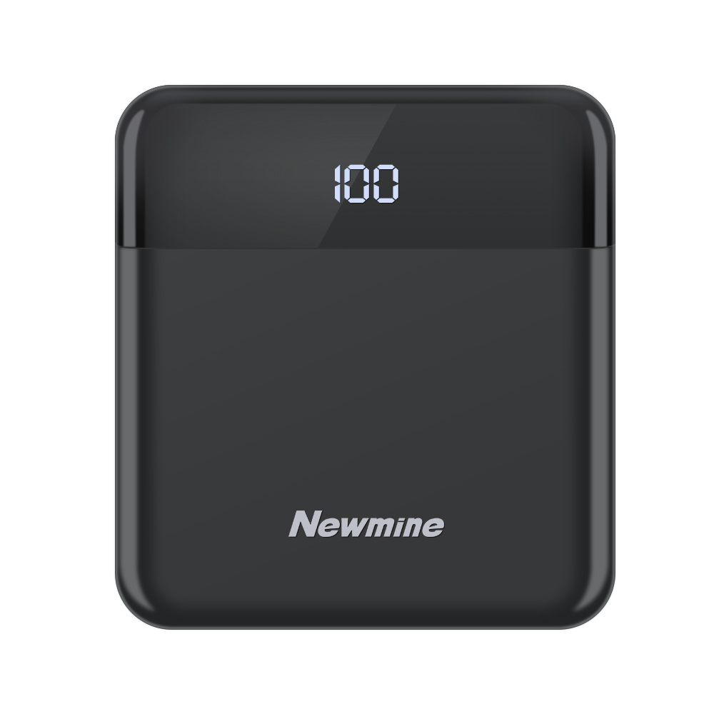 纽曼AL03自带四线充电宝10000毫安时轻薄小方移动电源适用苹果华为小米手机手电功能 黑色