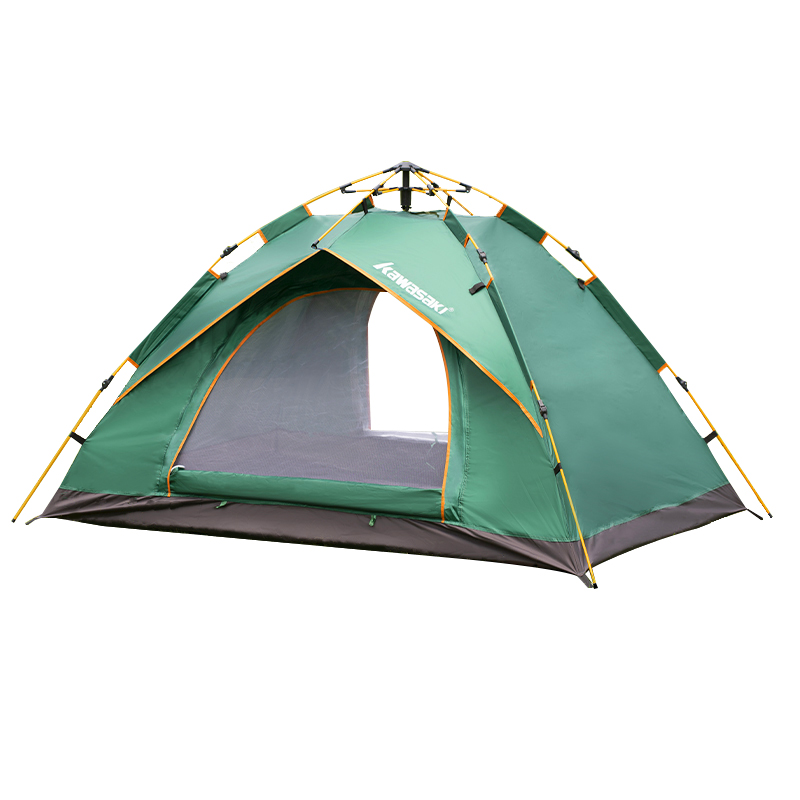 川崎（KAWASAKI）双层自动帐篷野外露营运动便携收纳防潮防湿 双层自动帐篷K3X00-A0803-1墨绿色