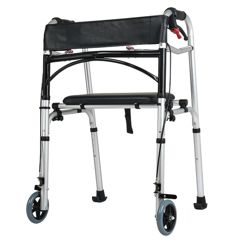 雅德铝合金助行器残疾人拐杖老年人健身器材 YC8201S-P带皮革坐板款