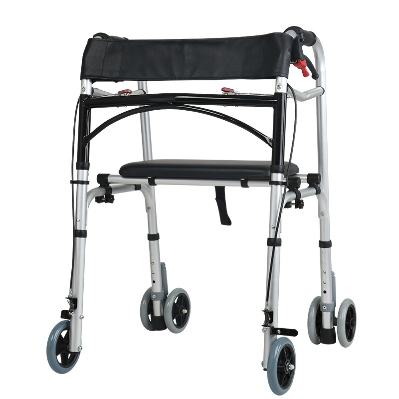 雅德铝合金助行器残疾人拐杖老年人健身器材 YC8201WS-P带坐四轮款