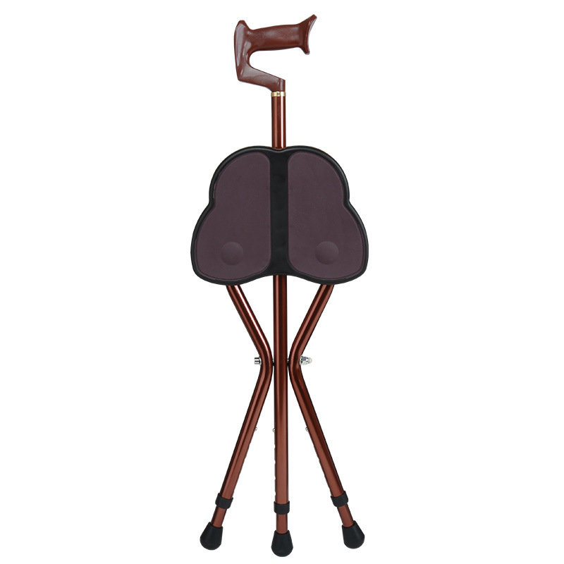 雅德铝合金拐杖凳三脚拐杖凳助步器蝴蝶坐板 YC8103DTK（弓形握把）棕色