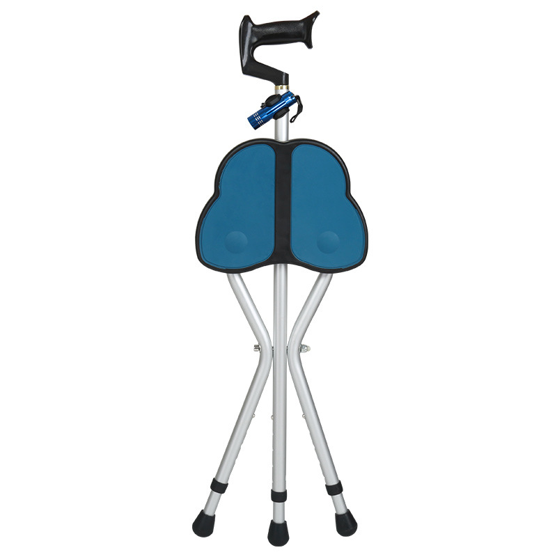 雅德铝合金拐杖凳三脚拐杖凳助步器蝴蝶坐板 YC8103DTL（弓形握把）蓝色