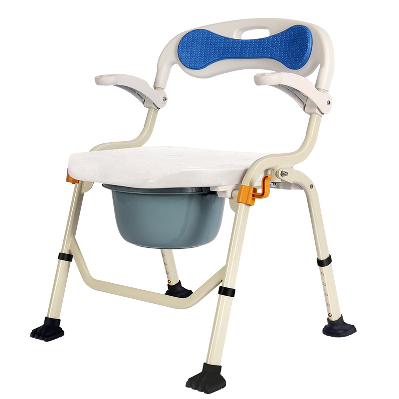 雅德坐厕椅可折叠便携式坐便椅移动马桶 高靠背软背垫款YC740C