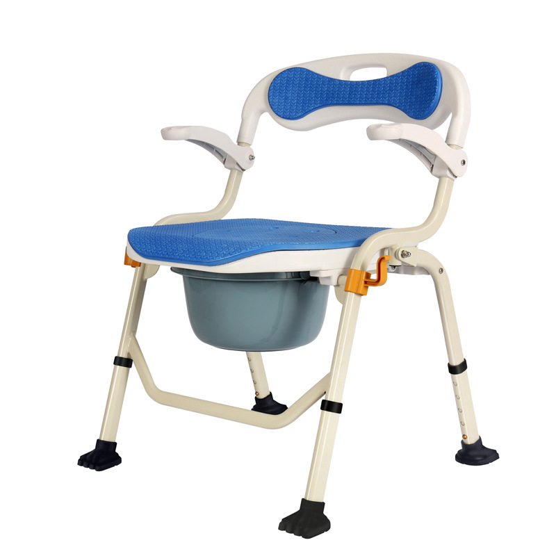 雅德坐厕椅可折叠便携式坐便椅移动马桶 豪华版背垫款加软坐垫YC740CS