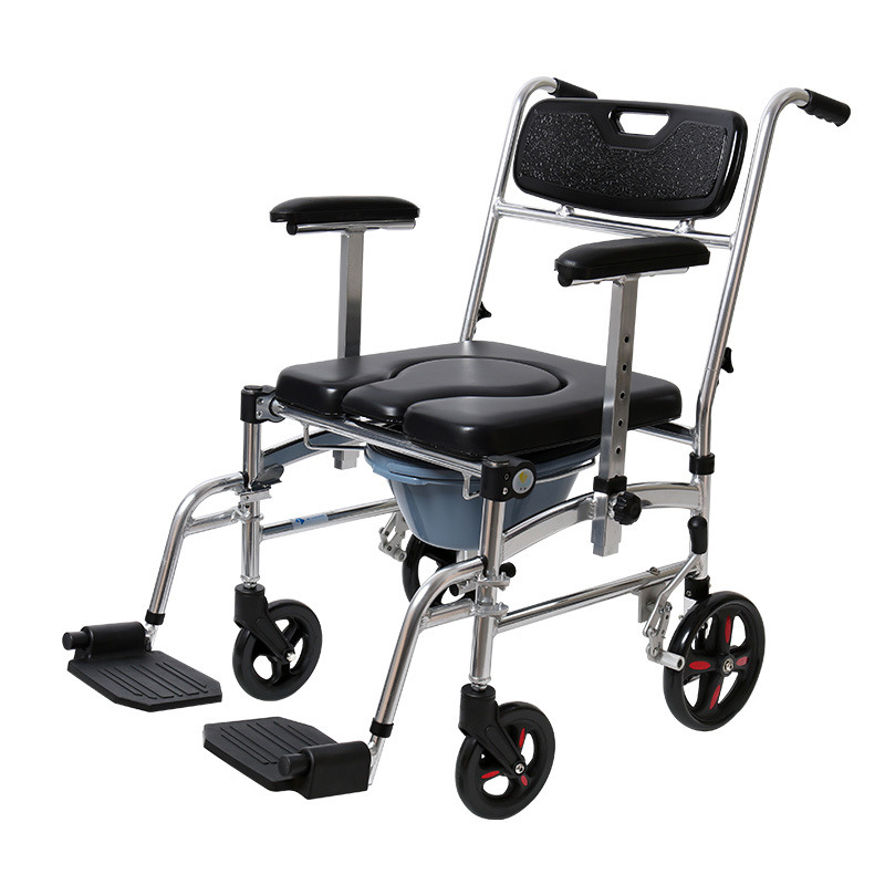 雅德坐厕椅坐便椅带轮可推可折叠铝合金移动马桶 YC7808HW