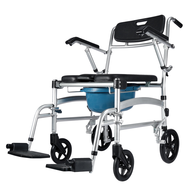 雅德坐厕椅坐便椅带轮可推可折叠铝合金移动马桶 YC7808A