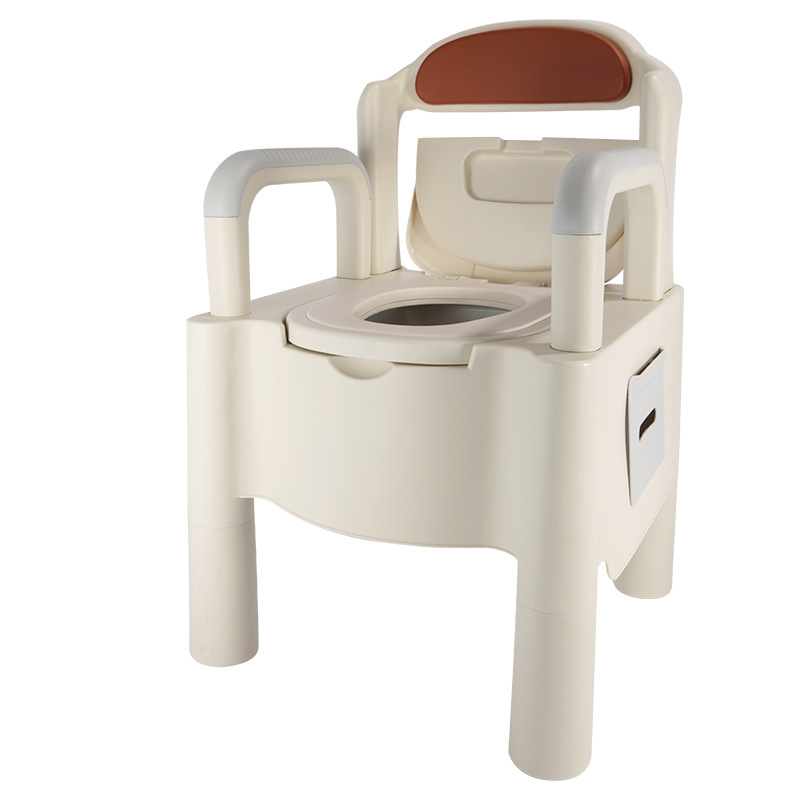 雅德坐厕椅坐便器家用室内防臭坐便椅移动马桶 YC130S米白色