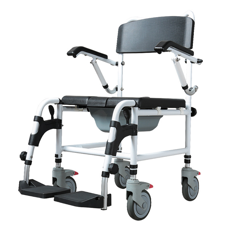 雅德坐厕椅坐便椅带轮可推可折叠铝合金移动马桶 YC7902F