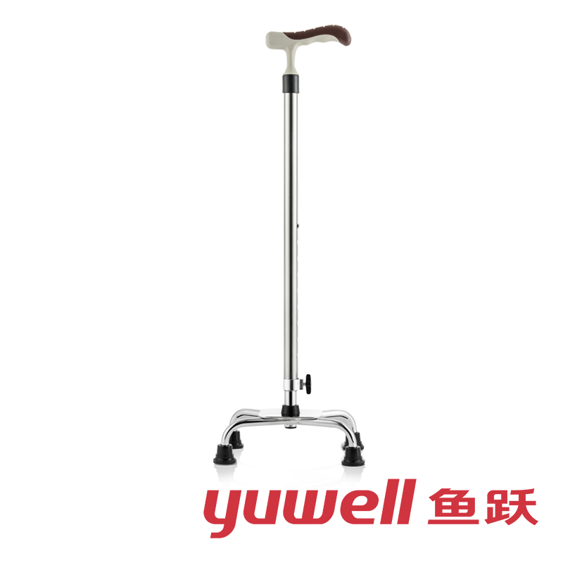 鱼跃 铝合金拐杖助行器老年人助步器可伸缩 四脚防滑 老人手杖拐棍YU852