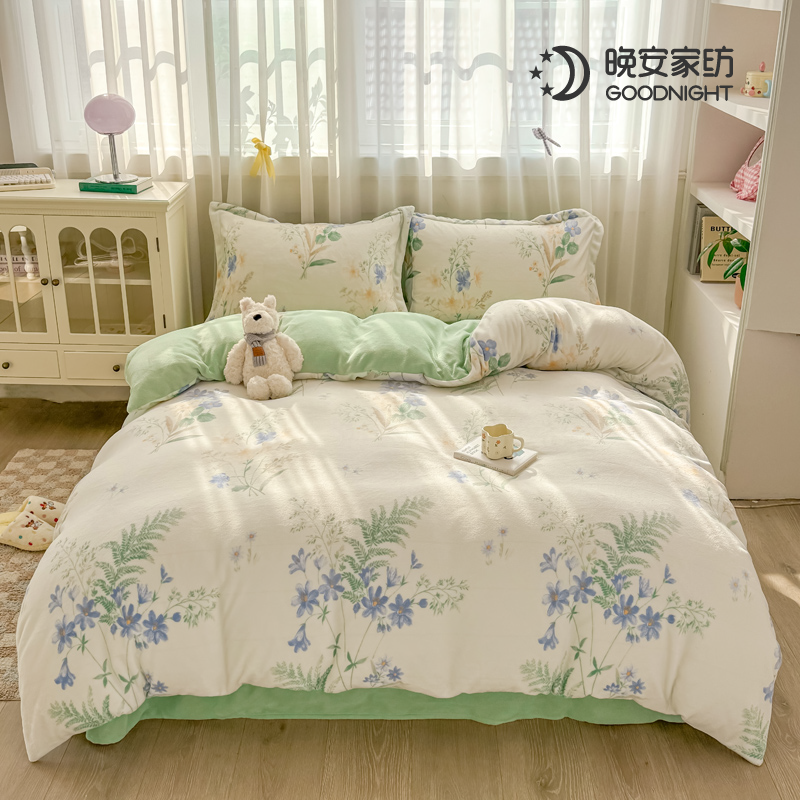 晚安牛奶绒床单四件套-墨颜200*230cm