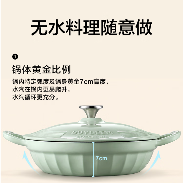 北鼎 28cm焖焗锅 CP581 浅杉绿