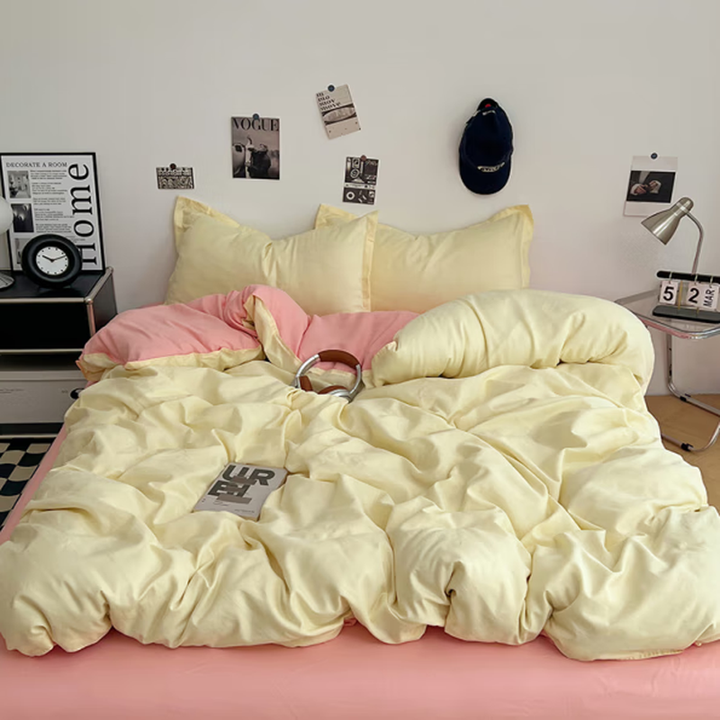 花花公子亲肤棉四件套-奶黄粉 H4QF10