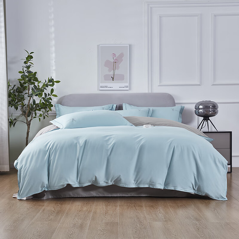 花花公子长绒棉四件套-天青 H4HX24