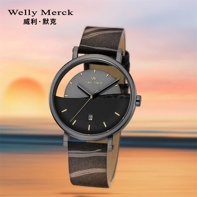 welly merck威利默克超薄防水运动男表WM188M