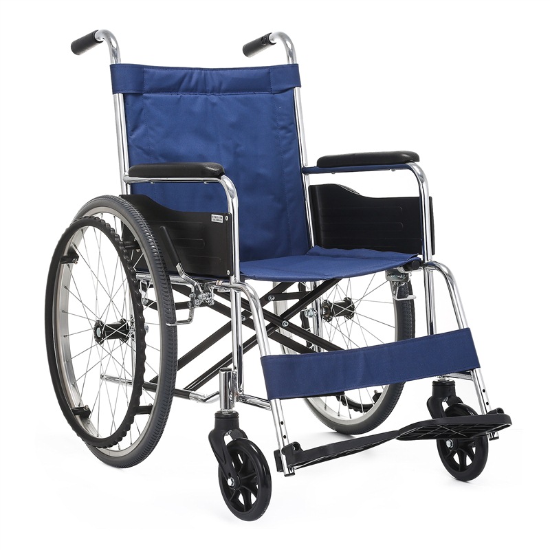 日本一期一会轮椅免充气轮胎EX-10家用医用轻便手动可折叠代步车蓝色